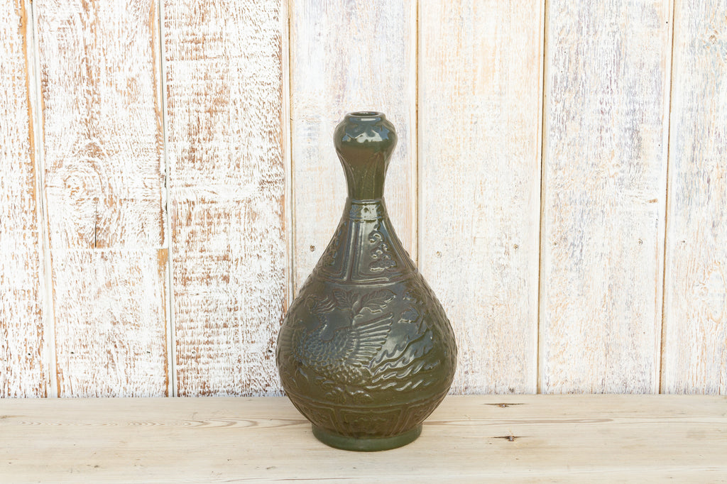 Chinese Amphora Shaped Green Vase