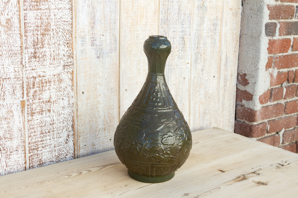 Chinese Amphora Shaped Green Vase