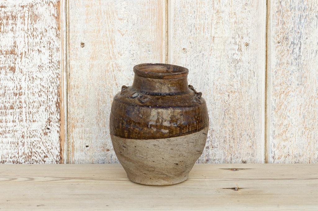 Burmese Brown Glazed Terracotta Pot (Trade)