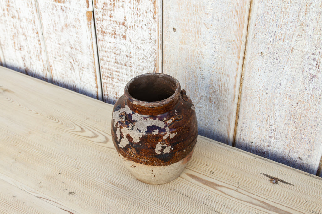Aged Stoneware Burmese Food Jar