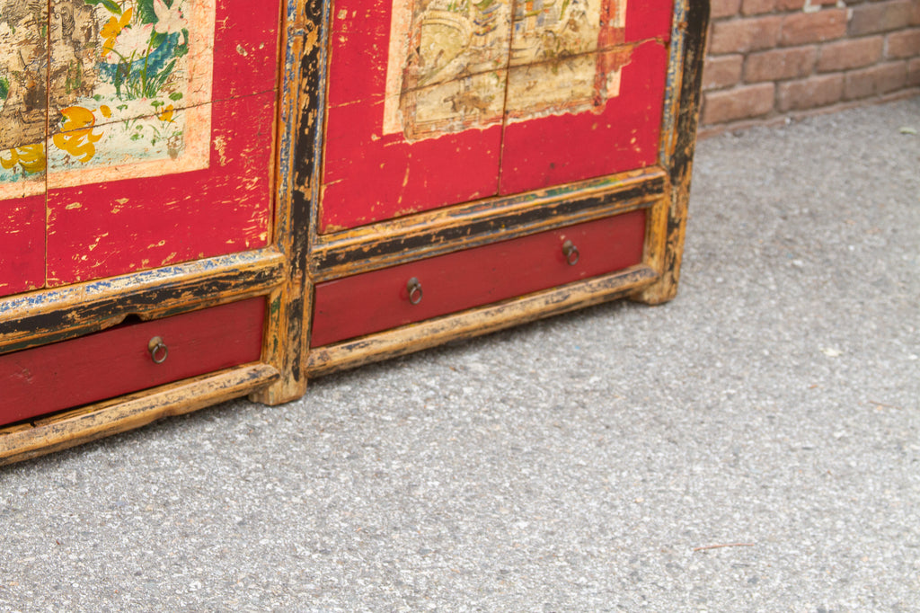 Antique Mongolian Painted Sideboard