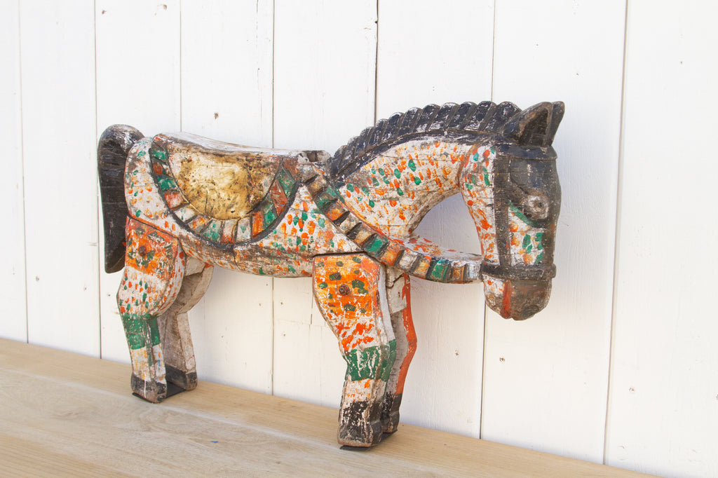 Antique Folk Indian Horse on Stand