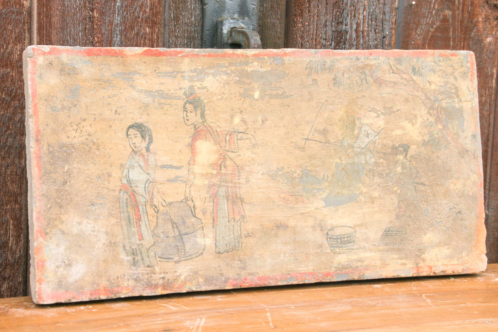 Impressive Hand Painted Liao Dynasty Style Mural Tile