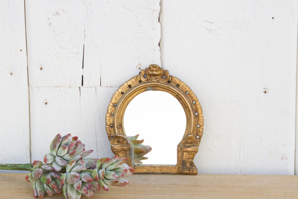 Small Mid-Century Anglo-Indian Brass Mirror