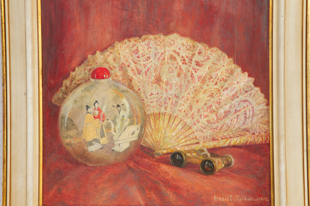 Antique Chinese Fan & Snuff Bottle Oil Painting