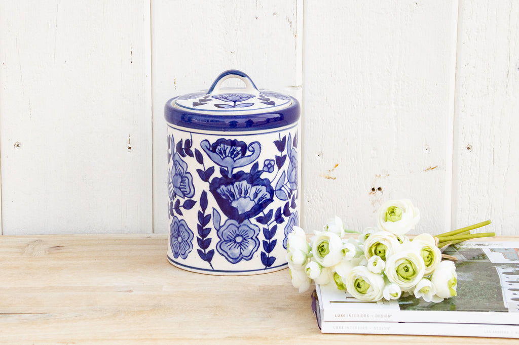Blue Pottery Tulip Jar