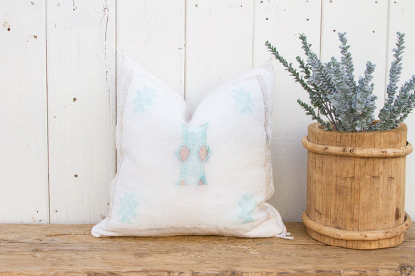 Snow Moroccan Silk Rug Pillow