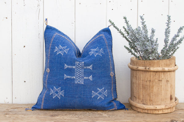 Cerulean Moroccan Silk Rug Pillow