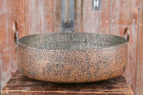 Large Antique Hammered Copper Pot
