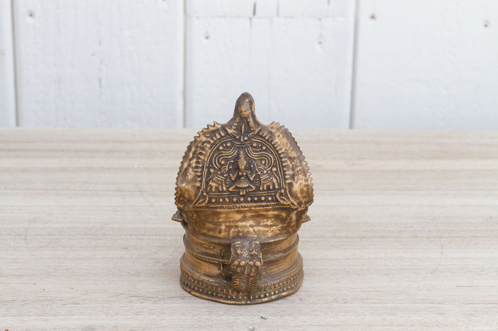 Antique Engraved Brass Oil Lamp