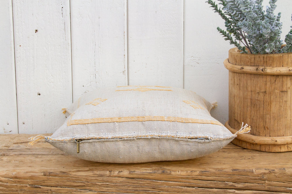 Almond Moroccan Silk Rug Pillow (Trade)