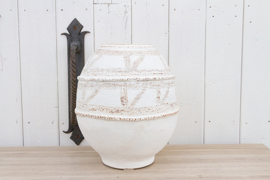 Whitewash African Terracotta Water Pot