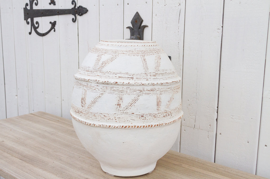 Whitewash African Terracotta Water Pot