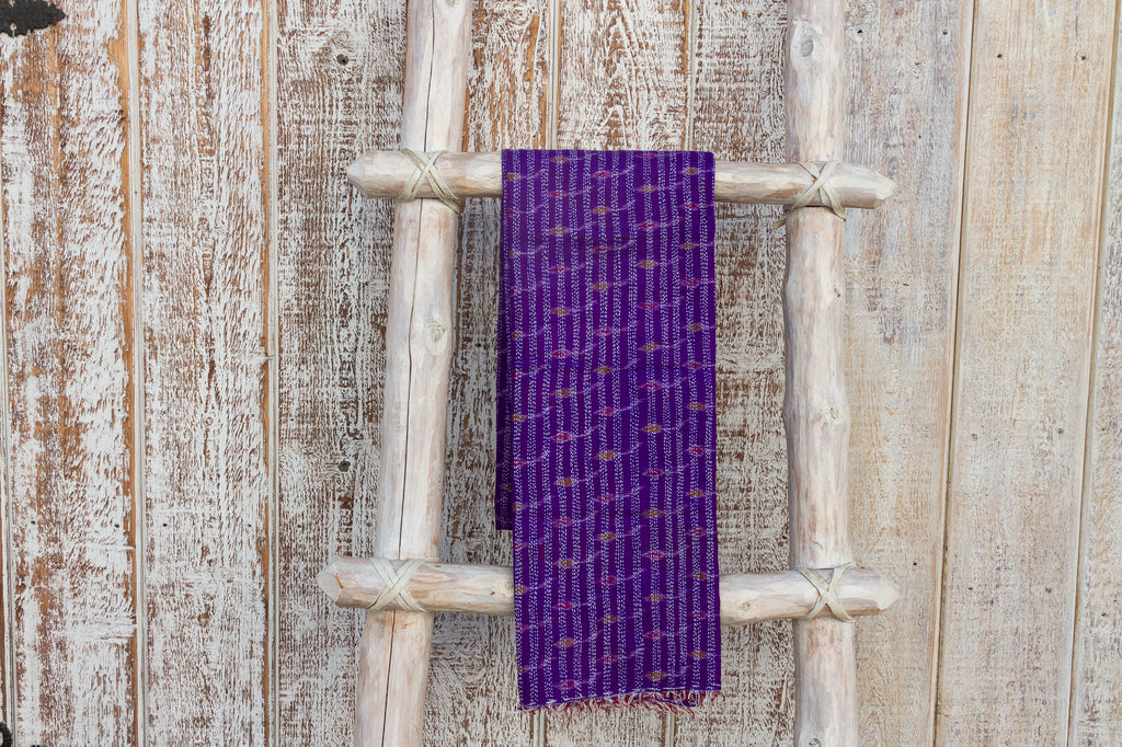 Purple Silk Kantha Scarf