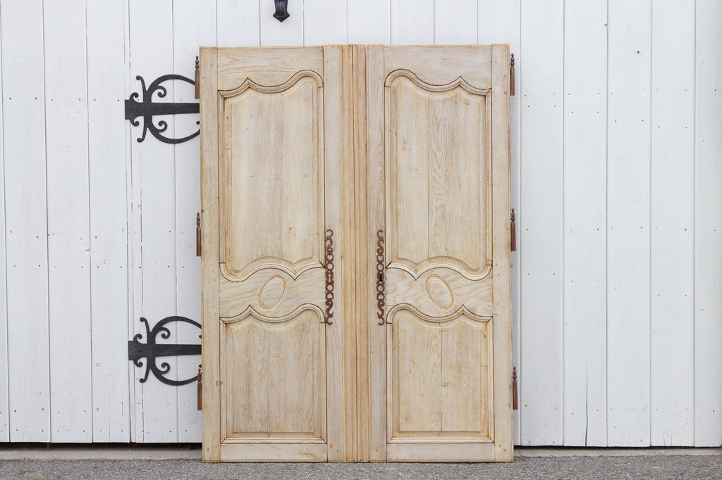 Pair of Antique Bleached Oak French Doors