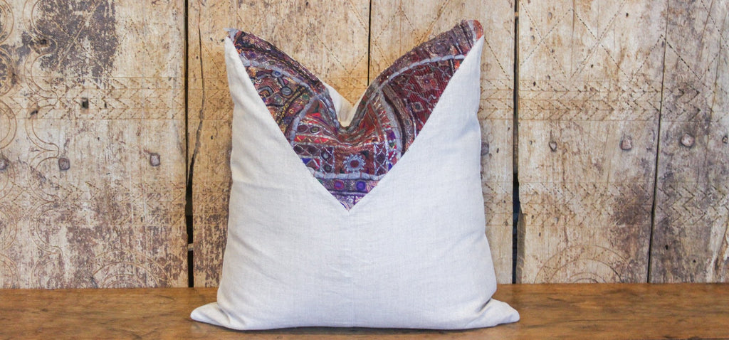 Ujala Metallic Embroidered Square Pillow (Trade)