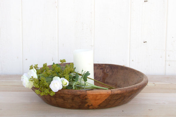 Warm Brown Antique Dough Bowl