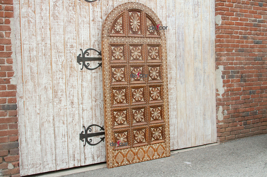 Extraordinary Sunburst Indo-Portuguese Inlaid Arched Door