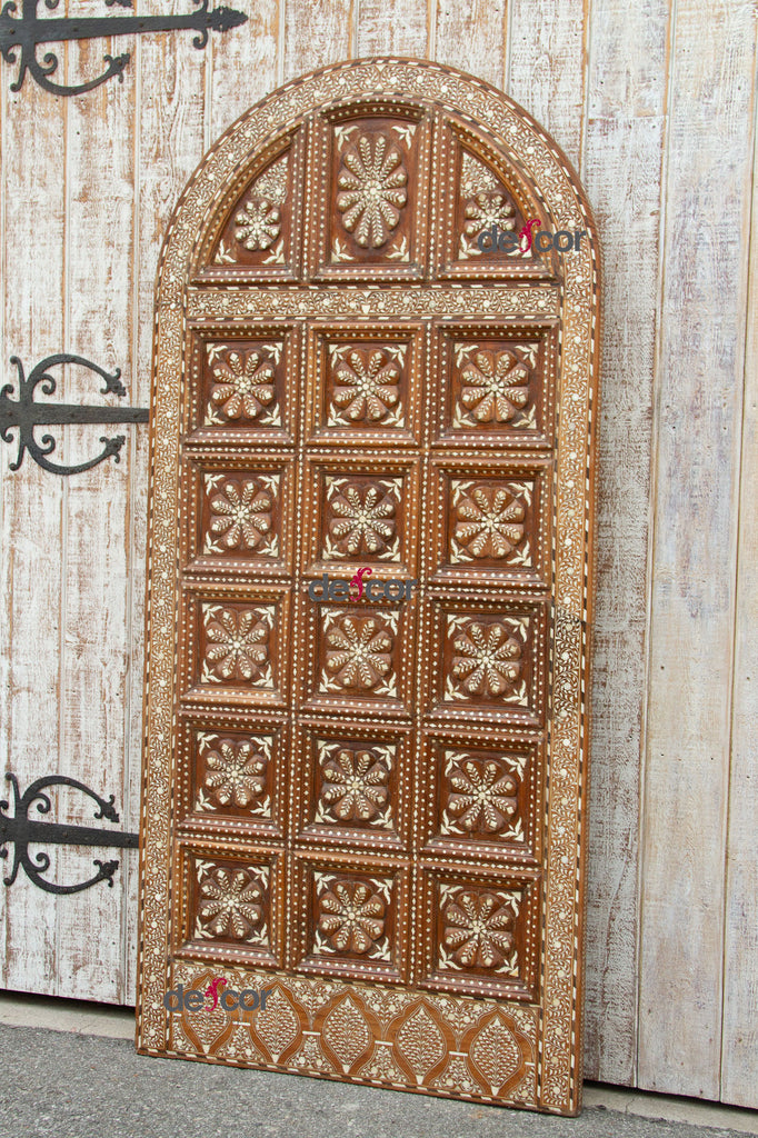 Extraordinary Sunburst Indo-Portuguese Inlaid Arched Door