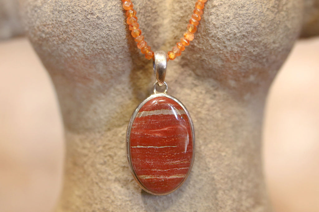 Red Jaspar and Carnelian Agate Necklace (Trade)