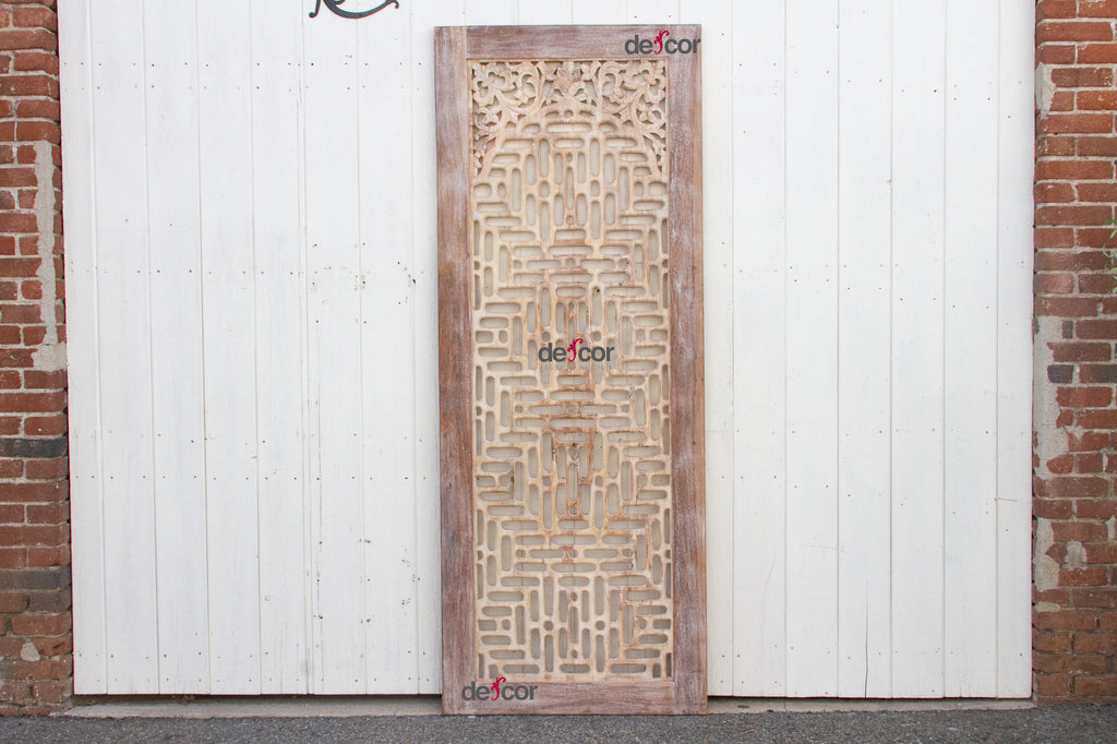 Finely Carved Whitewash See-Through Door Panel (Trade)