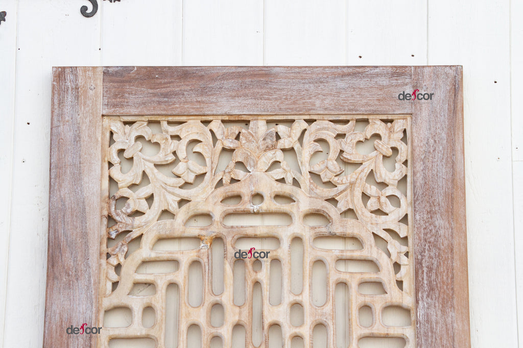 Finely Carved Whitewash See-Through Door Panel (Trade)