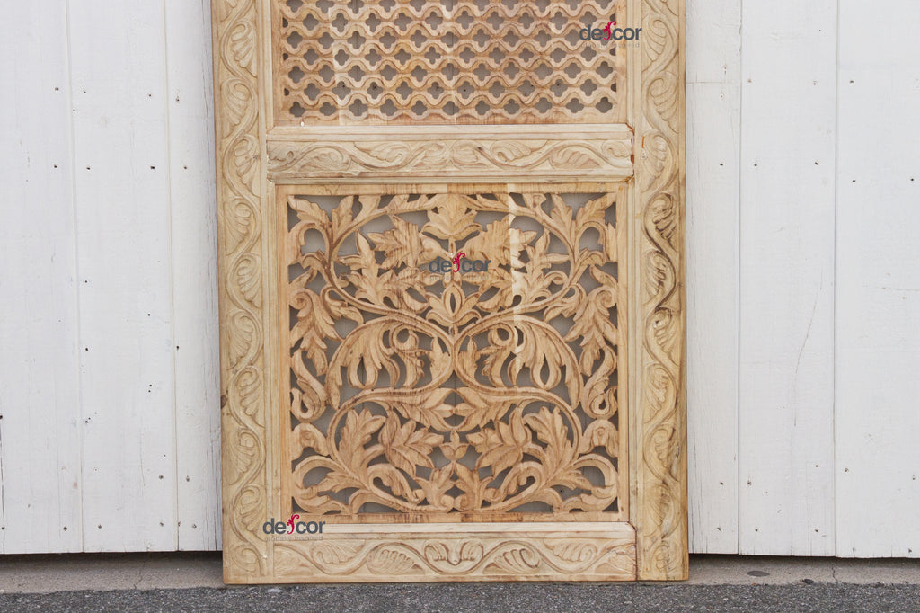 Handcarved Bleach Wood Safavid Jali Door Panel