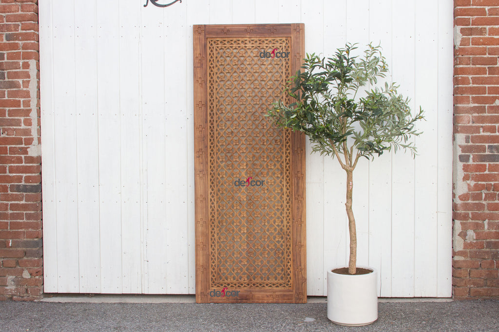 Reclaimed Teak Carved Floral Jali Door