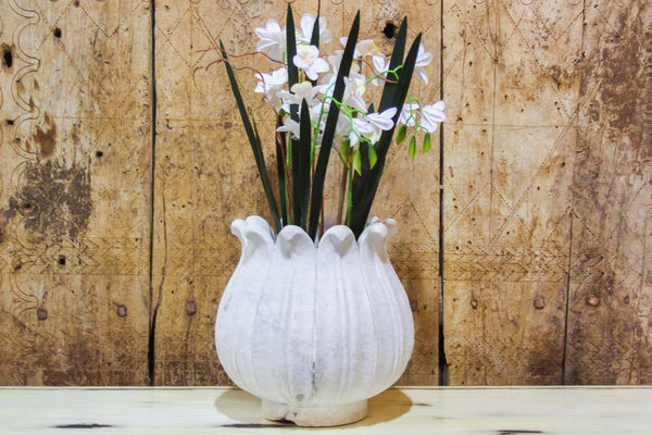 Large Detailed Marble Lotus Bud Vase
