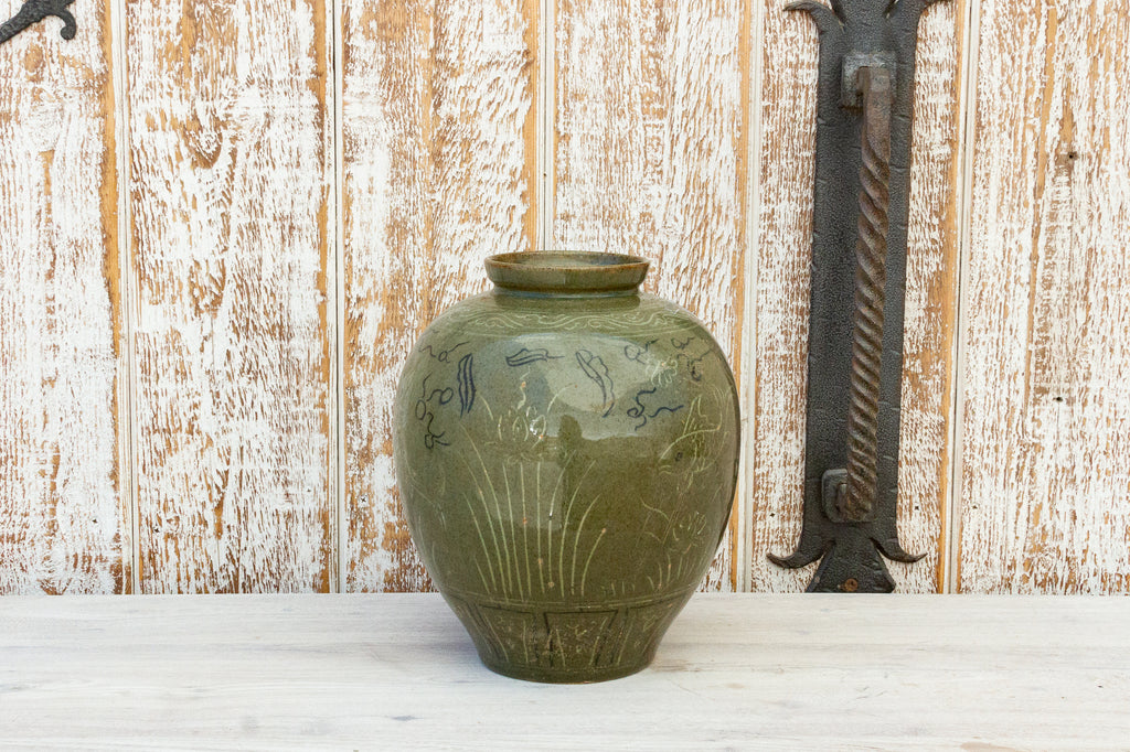 Koi Korean Celadon Glazed Vase (Trade)