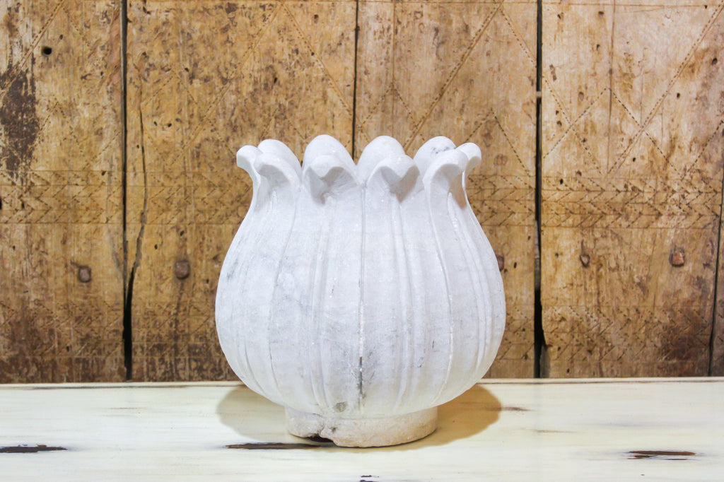 Large Detailed Marble Lotus Bud Vase