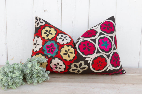 Spring Bloom Suzani Lumbar Pillow