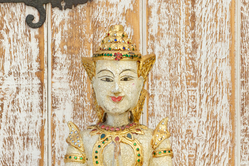 Vintage Burma Gilt & White Kneeling Buddha