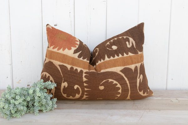 Terracotta Suzani Lumbar Pillow