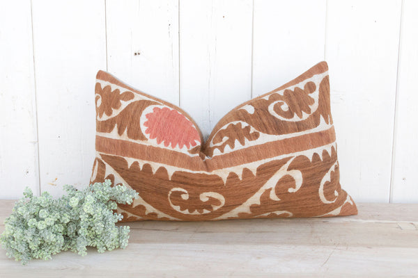 Copper Leaf Suzani Lumbar Pillow