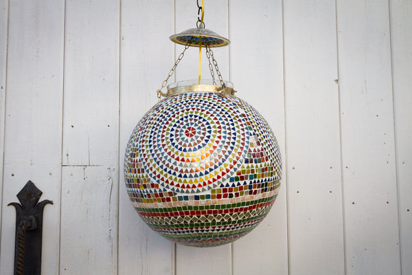 Large Round Colorful Mosaic Lantern