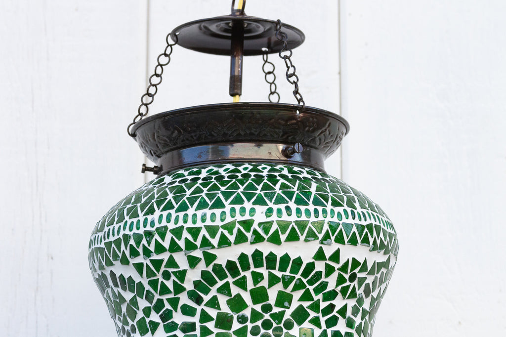 Green Geometric Mosaic Hanging Lamp