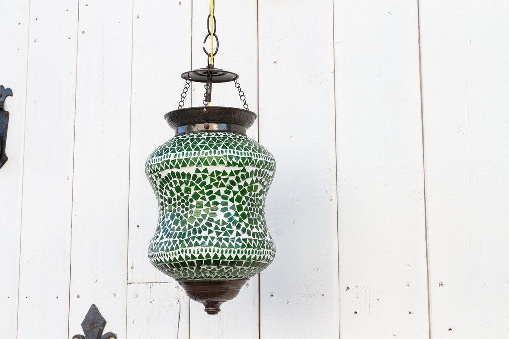 Green Geometric Mosaic Hanging Lamp