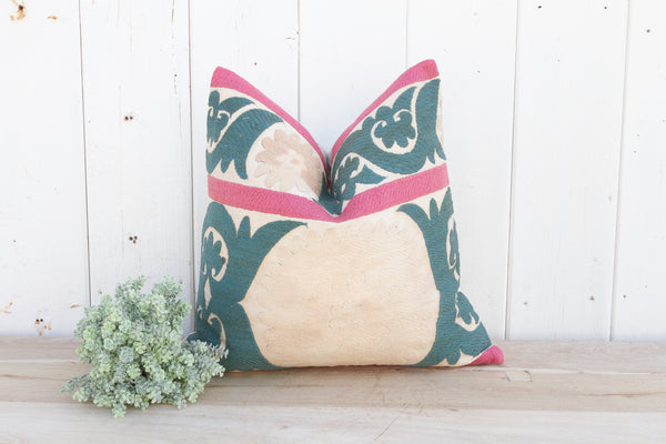 Summer Pink Vintage Suzani Pillow