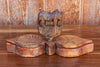Carved Wooden Twin Lotus Petal Tikka Box (Trade)