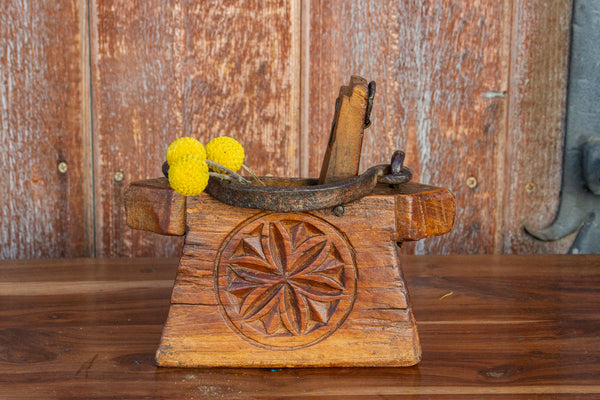 Hand-carved Lily Indian Tea Container