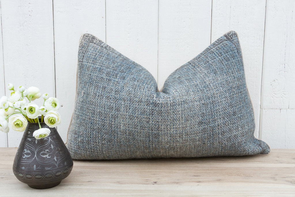 Navy and Grey Throw Pillow Arrangement