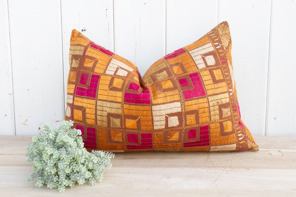 Palash Silk Phulkari Pillow