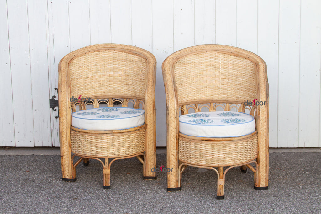 Pair of Colonial Bamboo & Rattan Chairs