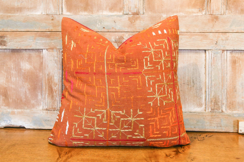 Rust Bagh Phulkari Pillow (square) (Trade)