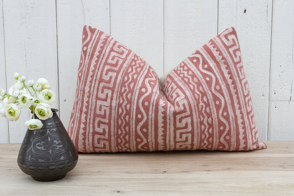 Radiant Peony Indian Dhurrie Block Print Pillow Cover