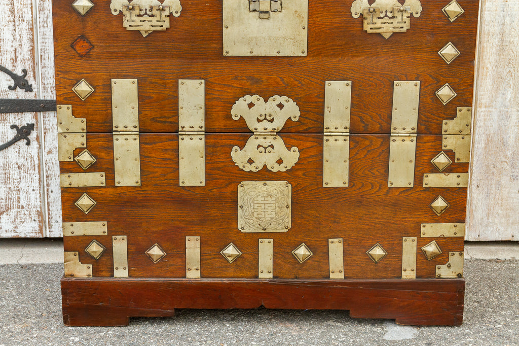 Antique Metal Fitted Korean Wedding Chest