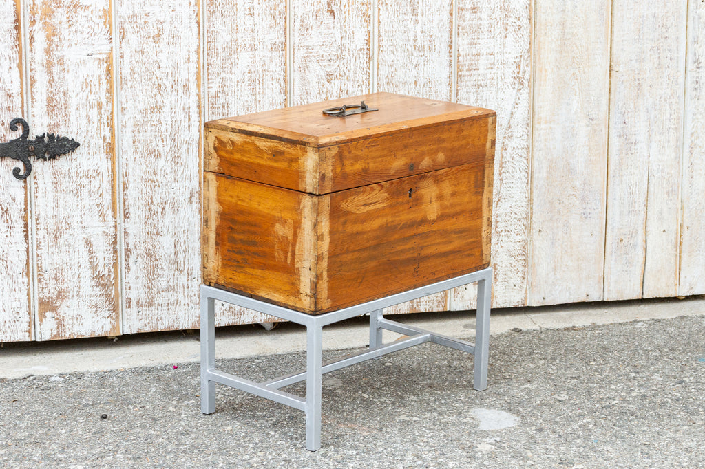 Asian Mid-Century Campaign Style Box on Stand