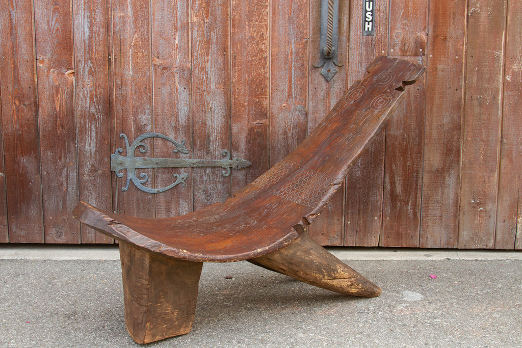 Rare Massive 19th Century Carved Lobi Chair (Trade)