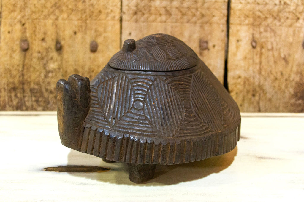 Primitive Carved Turtle Box (Trade)